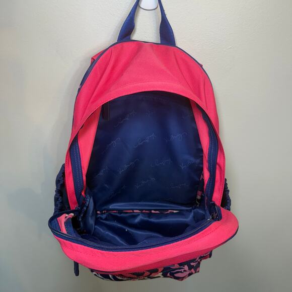 Vera Bradley Lighten Up Floral Flowers Backpack Book Bag Pink Navy Blue main image 5